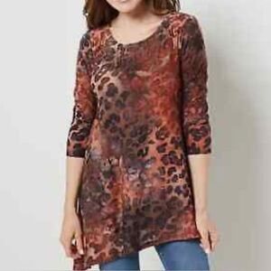 NWT QVC Attitudes by Renee Colorful Asymmetric Hemline Tunic Top / XS